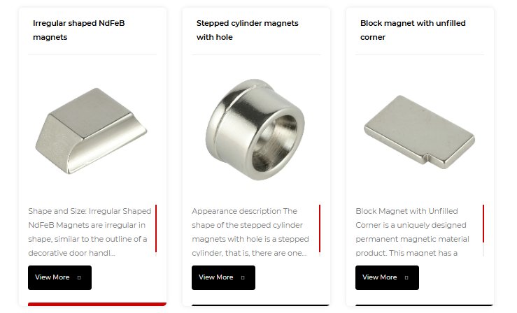 Irregular shaped NdFeB magnets, stepped cylinder with hole, block magnet with unfilled corner